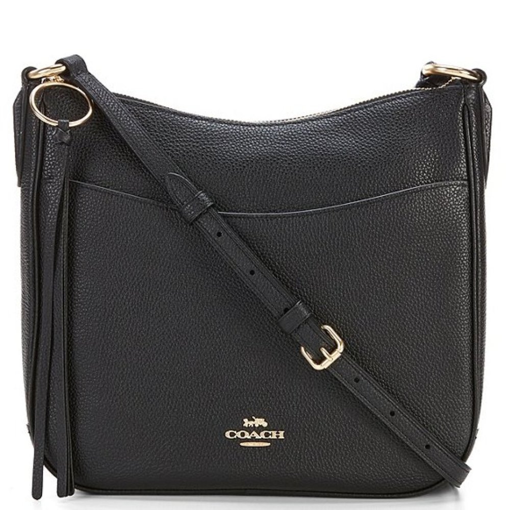 Coach Black Pebbled Leather Crossbody Bag with Gold Hardware - Picture 1 of 15